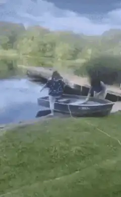 Girl falls into boat and capsizes it