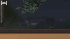 Baby character sitting on windowsill