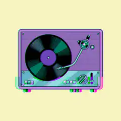 Colorful turntable with glitch effect