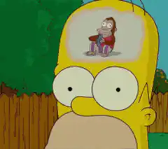 Homer Simpson thinking about a monkey