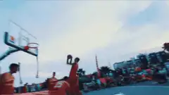 basketball player slam dunk