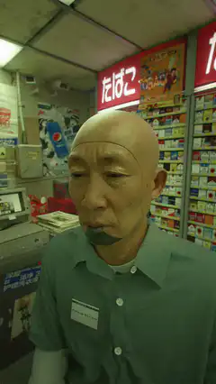 Convenience store clerk robot face reveal