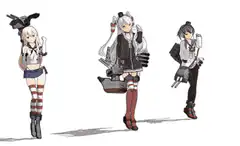 Three anime girls dancing