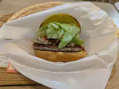 Sausage burger in basket