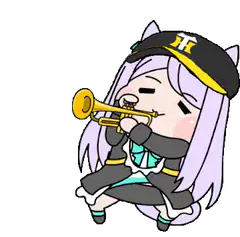 Chibi cat girl playing trumpet