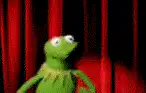 Kermit the Frog looking up and then screaming