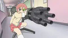anime girl firing minigun