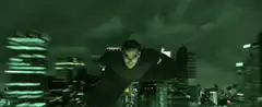 Neo flying over city