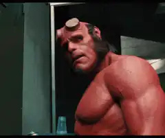 Hellboy looks confused