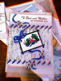 Father's Day card with blue ribbon