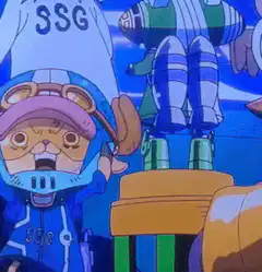 Chopper cheering excitedly