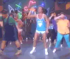 Mr. Clean dancing on stage