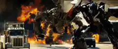 Optimus Prime fights Megatron in explosion