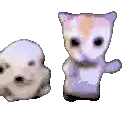 pixel art cat and dog dancing