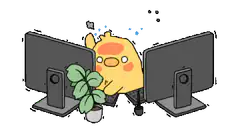 Gudetama stressed at dual monitors