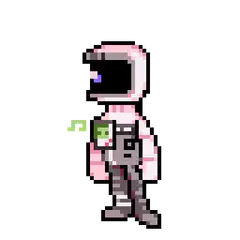 pixel art astronaut holding a plant