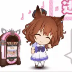 Chibi horse girl dancing with jukebox