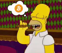 Homer Simpson smoking Bitcoin cigar