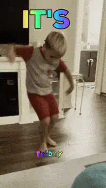 Young boy dancing excitedly