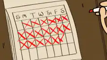 hand crossing off days on calendar