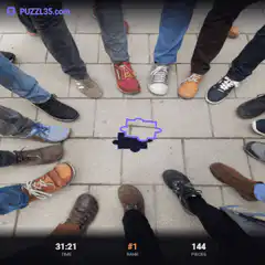 Jigsaw puzzle piece on the ground