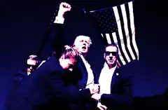 Donald Trump fist pump with American flag