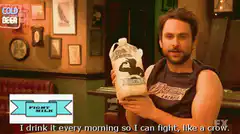 Charlie Day holds Fight Milk