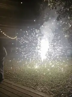 backyard fireworks at night