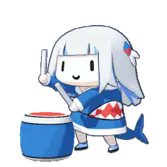 shark girl playing taiko drum