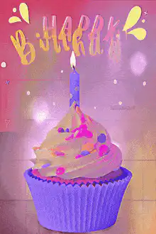 Happy Birthday Cupcake with Sparkles