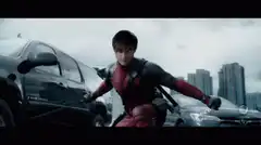 Hobie Brown as Spider-Man flexing