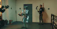 Robot gets kicked and falls over
