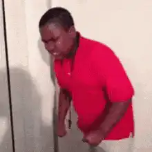 Man in red shirt dancing