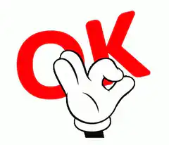 OK hand sign with red text