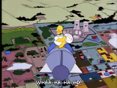 Homer Simpson riding a missile