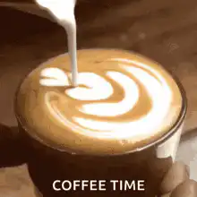 Latte art being poured