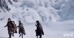 Game of Thrones characters running from avalanche