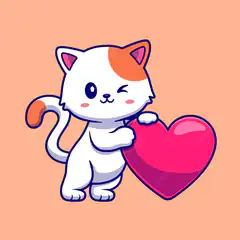 cute cat holding heart