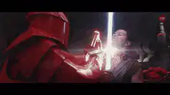 Kylo Ren deflects lightsaber blast