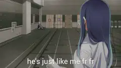 anime girl watching figure on tracks
