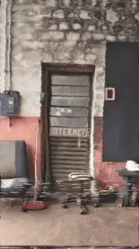 Water ripple effect on room with internet door