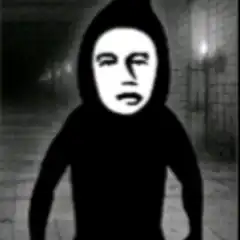 Creepy Hooded Figure in Dark Hallway