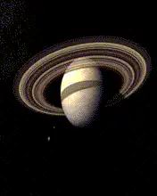 Saturn rotating in space