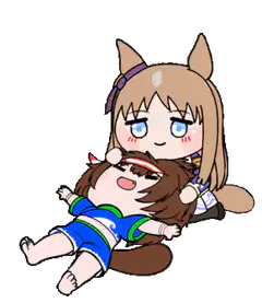 Chibi horse girls cuddling