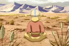 Aang meditating in the desert