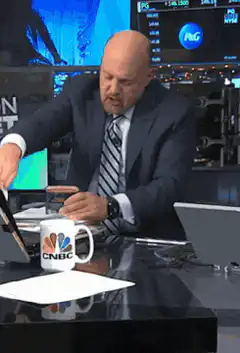 Jim Cramer drinks from a sardine can