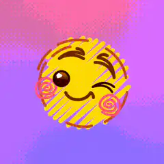 Winking emoji with swirly cheeks