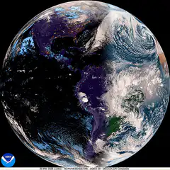 Earth day to night satellite view