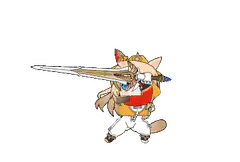 Chibi anime girl sword swing