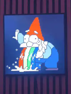 pixel art gnome vomiting rainbow